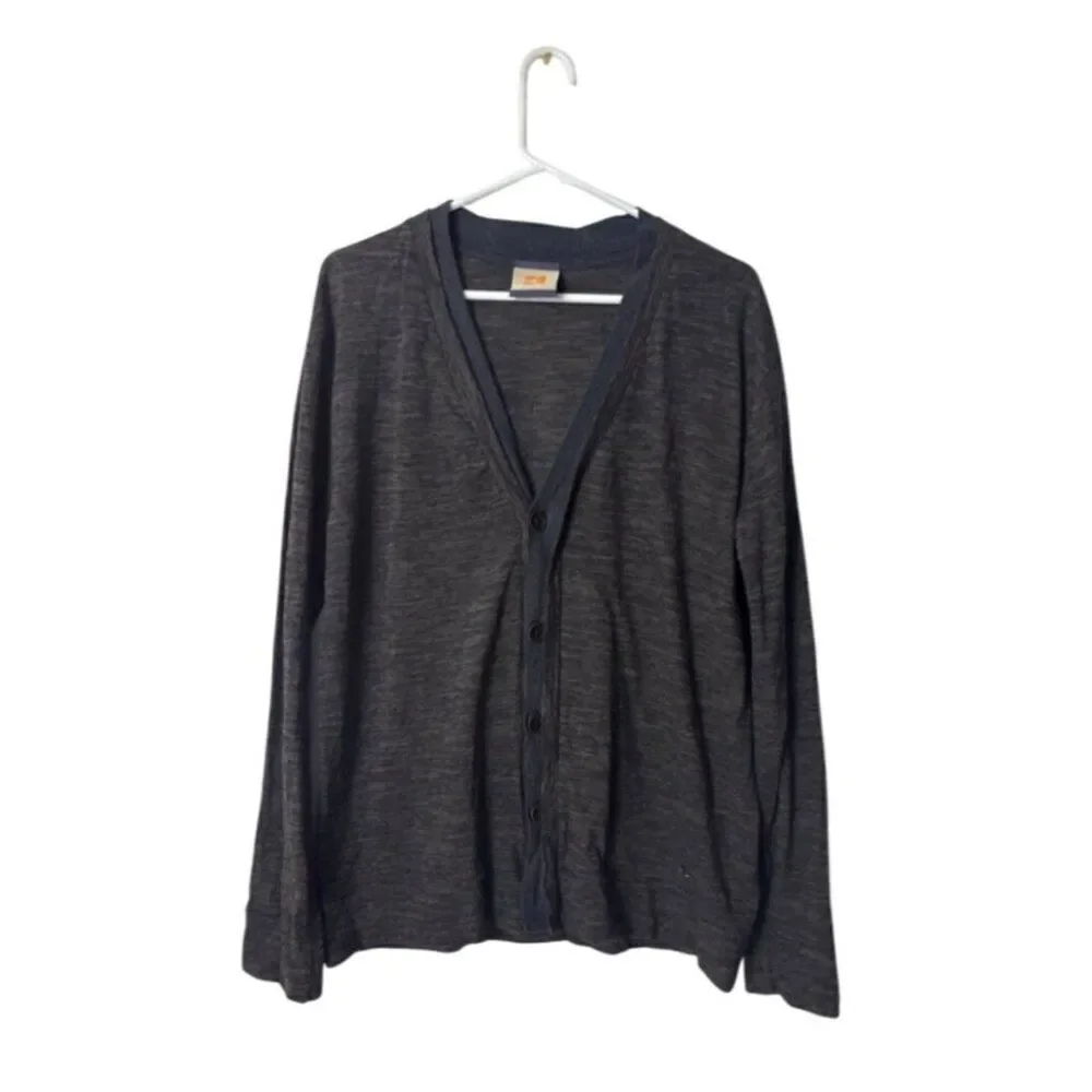 Hugo Boss Orange Mens XL Gray Button-Up Cardigan Sweater Long Sleeve